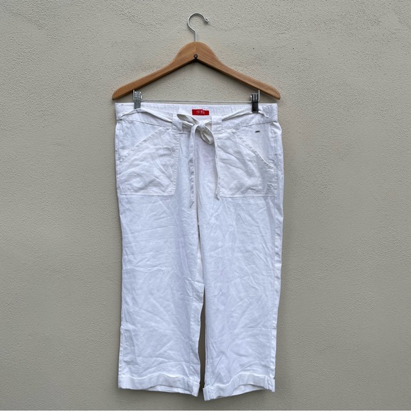 NWT Guess White Linen Cropped Pants - Picture 1 of 6